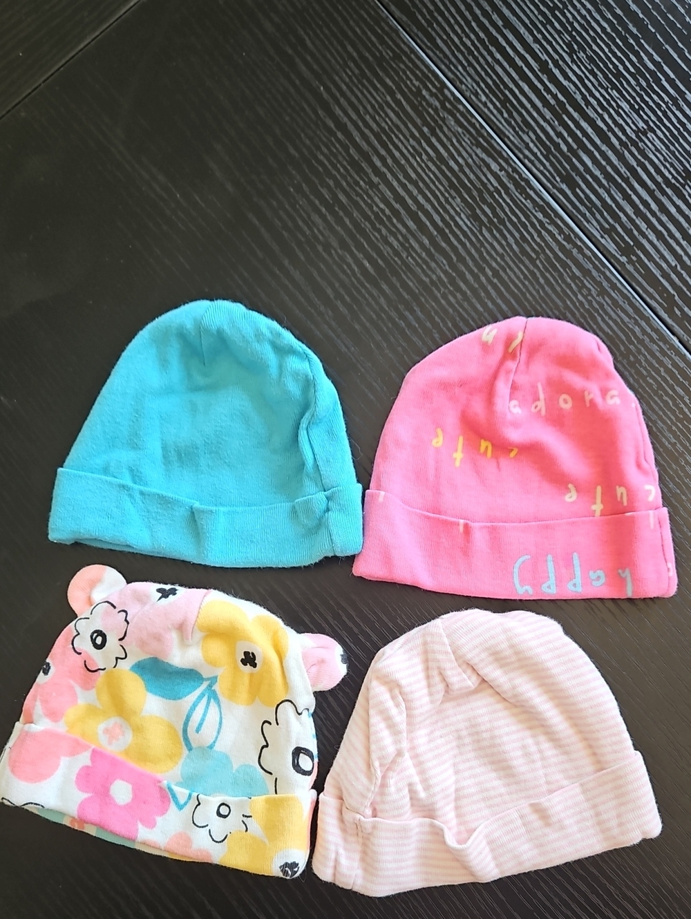 Kids Cotton Beanie Hat Set - Pink, Blue, Floral, Light Pink
